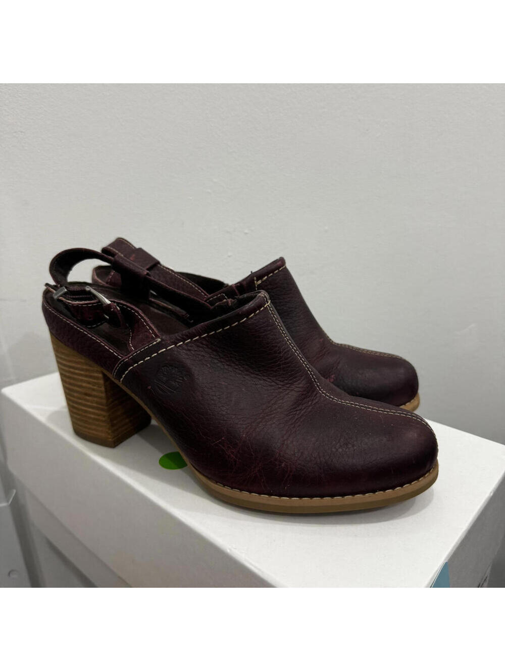 Timberland Women's Slingback Heels in Burgundy Leather